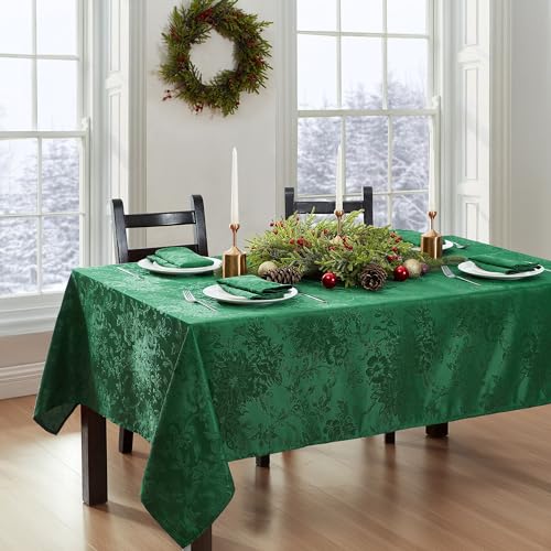 Elrene Home Fashions Poinsettia Elegance Jacquard Holiday Table Runner, 13