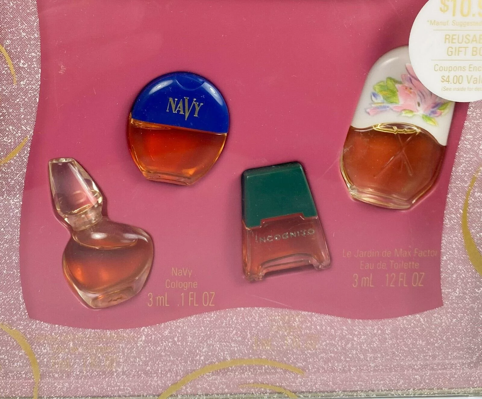 COVER GIRL/MAX FACTOR Fragrance Mini Set- Jaclyn Smith,Navy, Incognito,Le Jardin