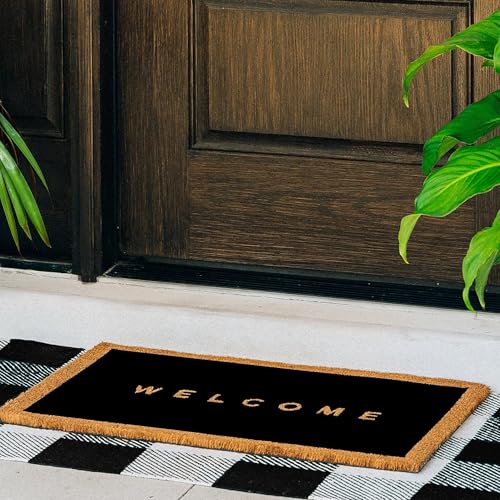 THEODORE MAGNUS Door Mat – Coir Doormat for Outdoor Entrance, Durable Welcome Mat with Non-Slip Backing, Perfect for Front Door and Entryway - Outdoor/Indoor - Welcome Canvas