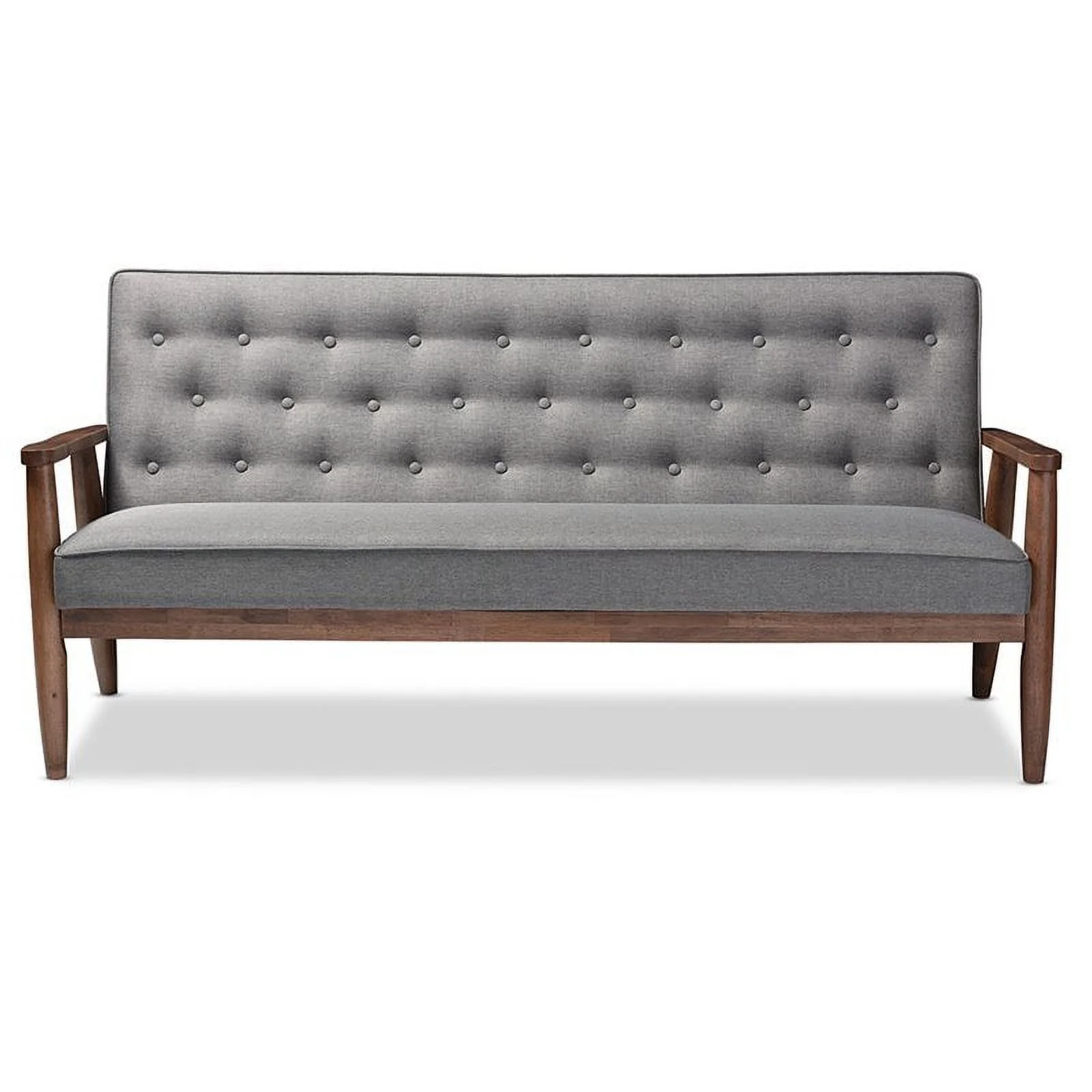 Home Square 2 Piece Tufted Sofa Set with Sofa and Loveseat in Gray and Walnut