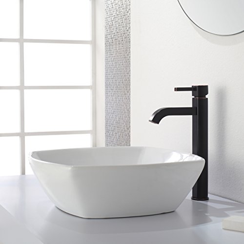 KRAUS Ramus Single Handle Vessel Sink Bathroom Faucet with Pop-Up Drain in Brushed Gold, KVF-1220BG