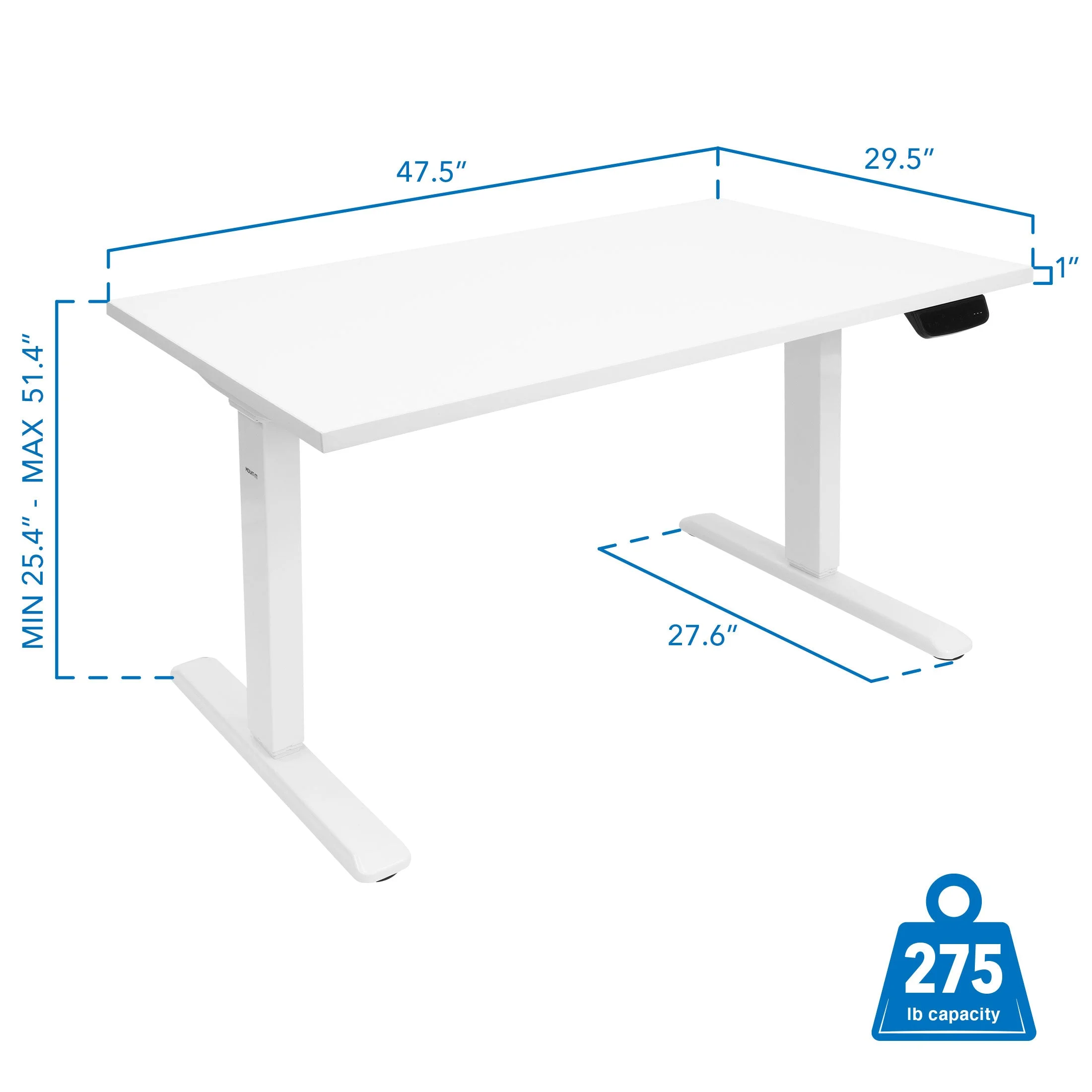 Mount-It! White Electric Standing Desk with Tabletop