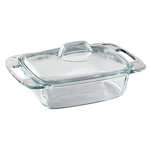 Pyrex Easy Grab 2-Qt Glass Casserole Dish with Lid, Tempered Glass Baking Dish with Large Handles, Dishwashwer, Microwave, Freezer and Pre-Heated Oven Safe