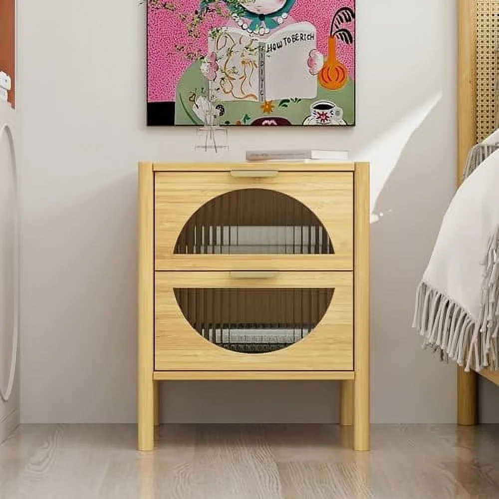 TJUNBOLIFE Nightstands  with Socket  End Table with Power Outlets Bedside Table with 1 Door Modern Night Stand Small  for Bedroom  Living Room  Small Space  Black Brown