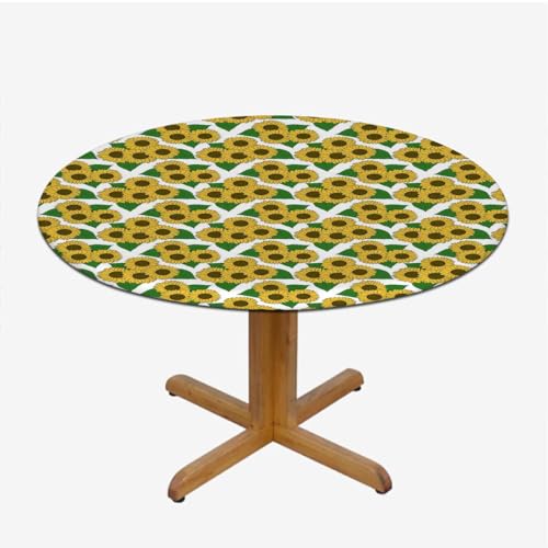 Dark Blue White Tablecloth Pads for Round Tables Old Fashion Romantic Decorating Fitted Round Tablecloth with Elastic Edge Spill Oil-Proof Waterproof House Decor Fits up 40