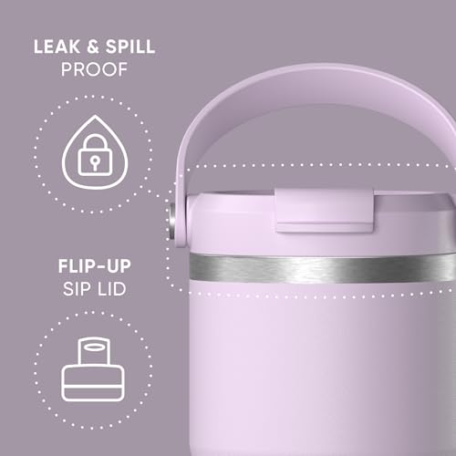 Hydrapeak Nomad 24 oz Tumbler with Handle and Straw Lid, Leakproof, Double Insulated, 24oz Cup Stainless Steel (Blush)