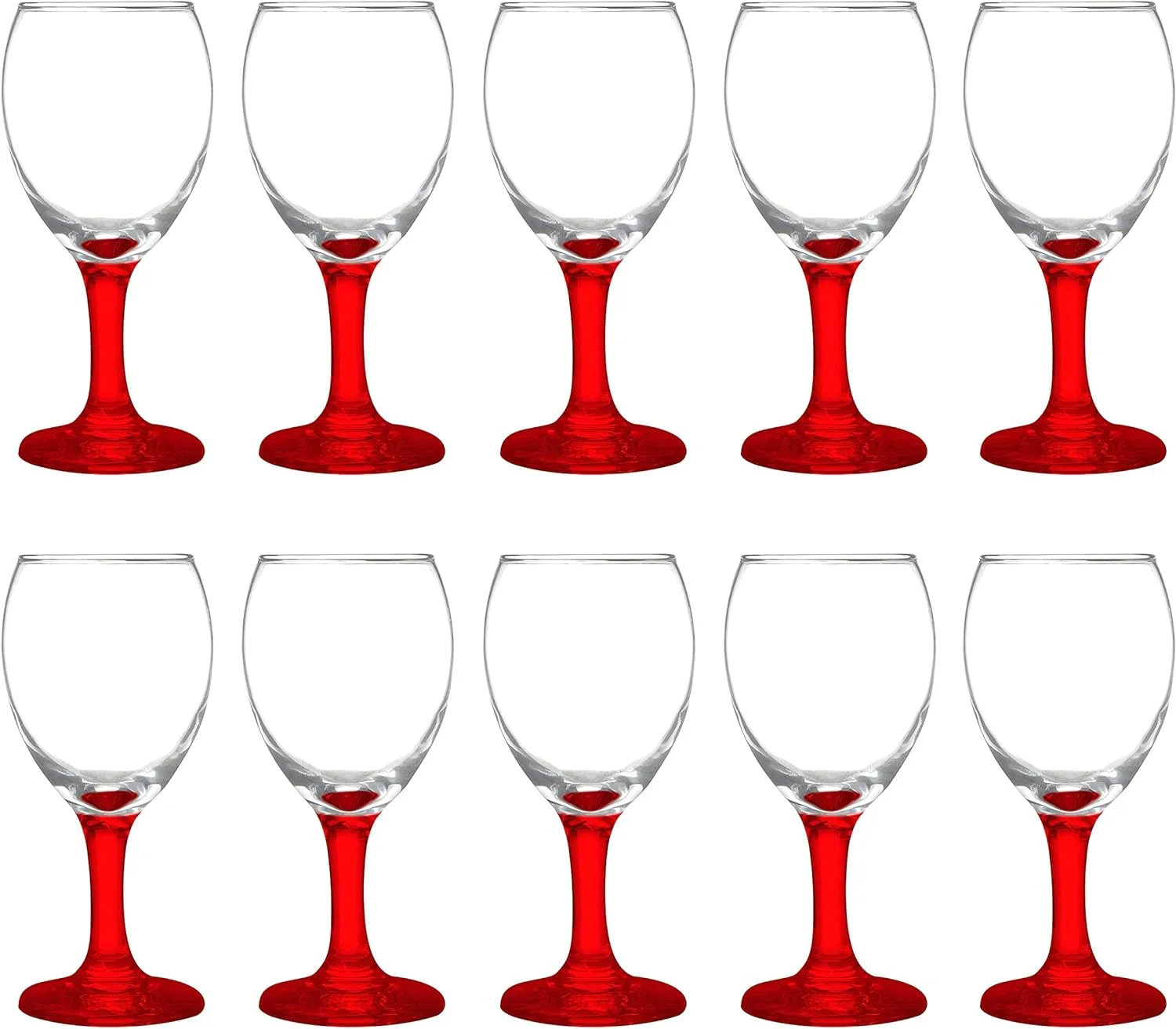 10 Aragon Wine Glasses Set, 8.5 Oz. - High Standard, Made - Red