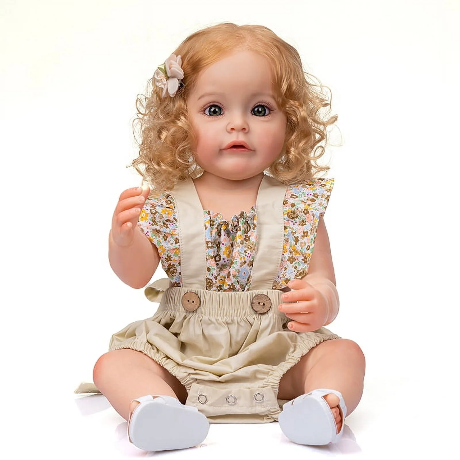55cm 22inch Realistic Reborn Baby Dolls Lovely Princess Girls Dolls Blonde Gold Hair Visible Venis Dolls Full Silicone Body Waterproof Bath Toys Same as the Photos