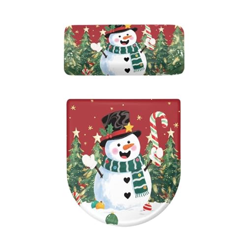 Christmas Bow Bell Toilet Tank Lid Cover and Toilet Seat Lid Cover 2 Pcs Set Toilets Covers with Elastic Cloth Fits Most Toilets Tanks & Lids