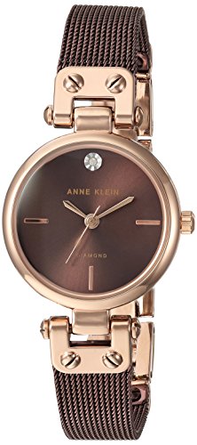 Anne Klein Women's Diamond-Accented Mesh Bracelet Watch