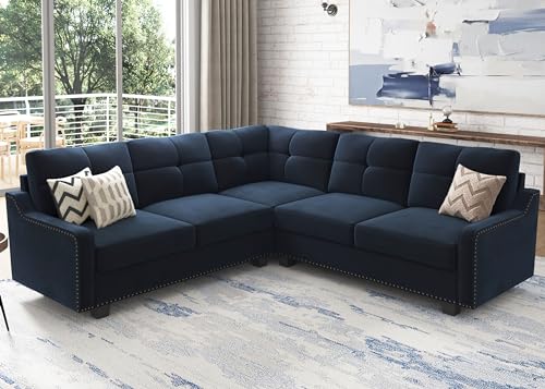 HONBAY Convertible Sectional Sofa L Shaped Couch for Small Apartment Reversible Sectional Couches for Living Room,Dark Grey