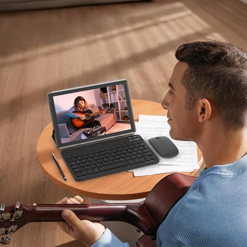 Tablet 10 Inch Android Tablet, 2 in 1 Tablets, Include Keyboard Mouse Case Stylus, 64GB ROM+8GB RAM 1TB expandable 2MP+8MP Dual cameras, 5G WIFI-6 Bluetooth 6000mAh Battery 10.1