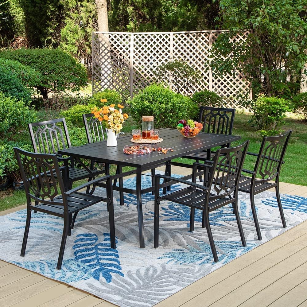 PHI VILLA Patio Dining Table for 6 Outdoor Patio Table 60