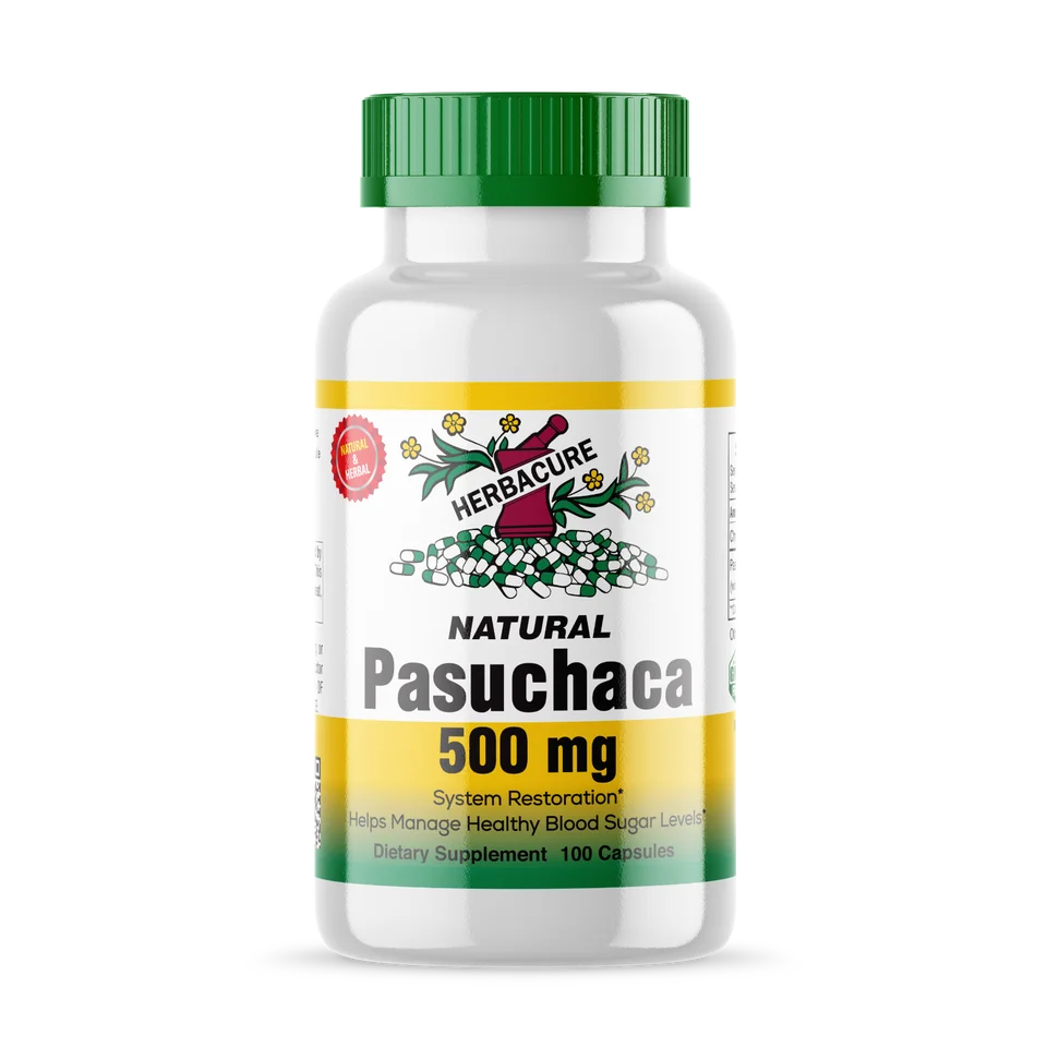 Pasuchaca 500mg Natural Herb for Blood Sugar - 100 Capsules