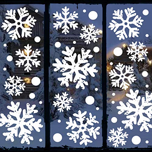 Ivenf Christmas Decorations Window Clings: 16 Sheets Extra Large White Snowflake Christmas Window Decorations, Farmhouse Rustic Xmas Snowflake Decor for Kids Home School Office Winter Holiday Party