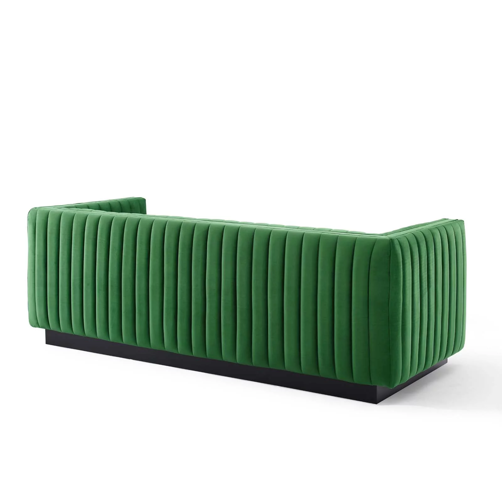 Modway Conjure Channel Tufted Velvet Sofa in Emerald