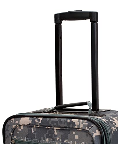 Rockland Journey Softside Upright Luggage Set,Expandable, Lightweight, Black, 4-Piece (14/19/24/28)