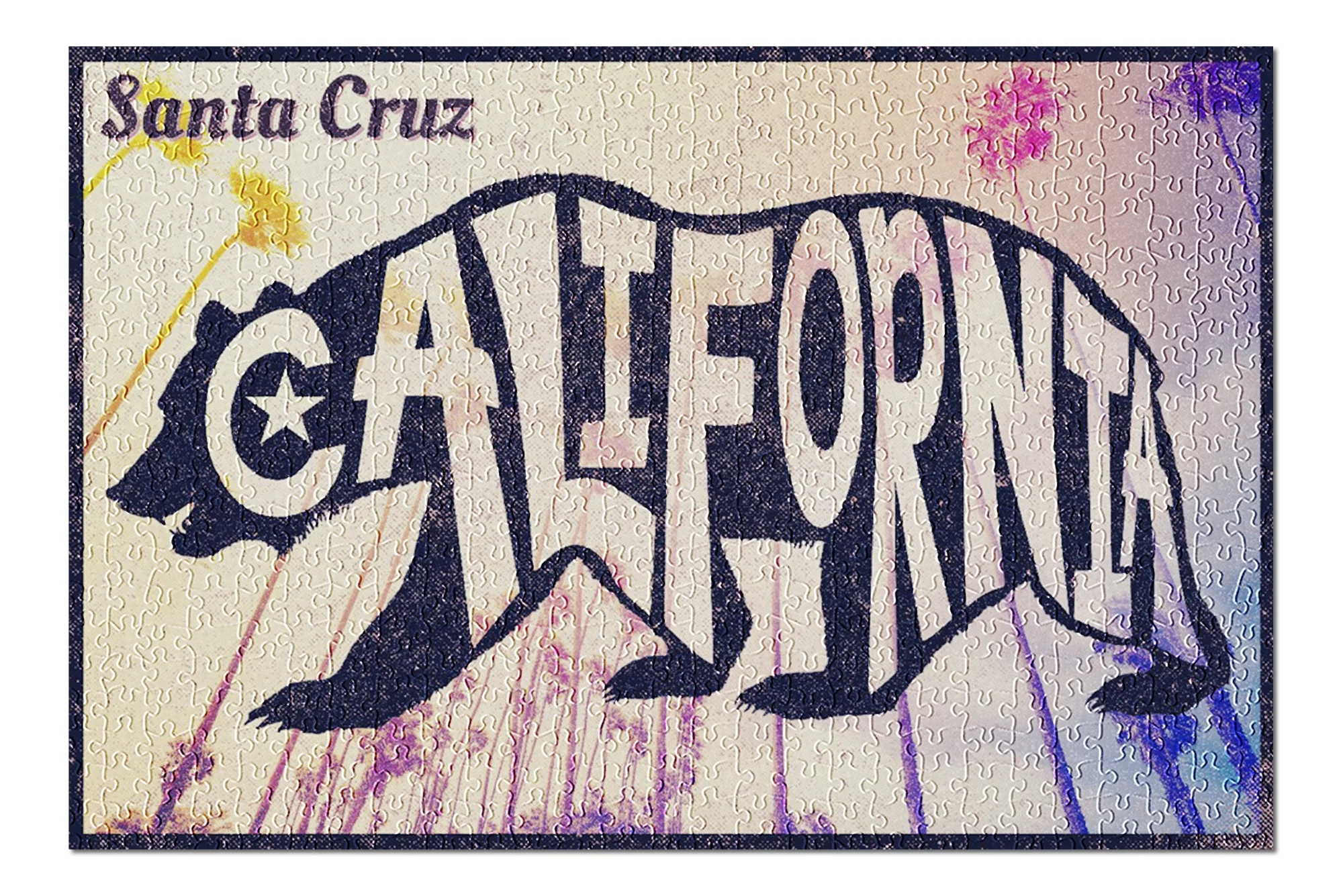 Santa Cruz, California, Bear Typography (19x27 inches, Premium 500 Piece Jigsaw Puzzle for Adults and Family, Made in USA)