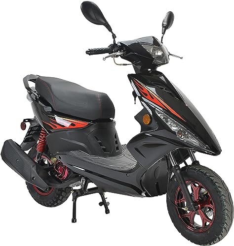 HHH Wave 150cc Scooter Moped Street Gas Moped 150 cc Motorcycle Adult Bike with 10 inches Aluminum Wheels (Black Color)