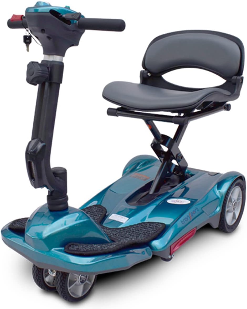 EV Rider Transport M EZ(Easy Move) S19M Fold Manual Folding Electric Mobility Scooter for Adults Seniors Handicapped Lightweight Mobility Travel Scooter, 11.5 Ah Li Battery Pack-Sea Blue