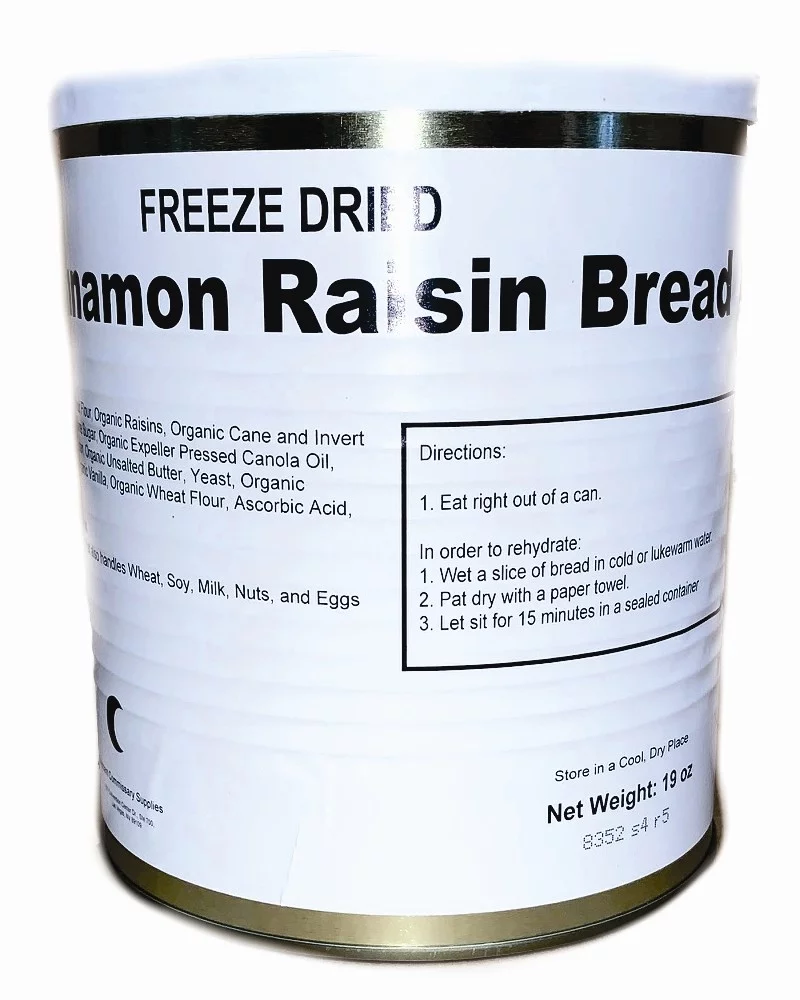 Military Surplus Freeze Dried Long Storage Food for Emergency Cinnamon Raisin Bread #10/19oz/Can- 1 Can