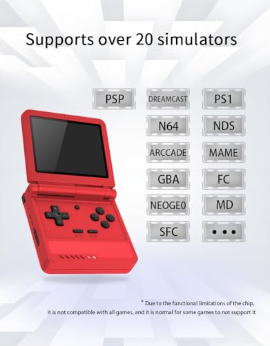 Powkiddy V90S Retro Handheld Console - 10,000+ Preloaded Games, Foldable Clamshell Design, 3.5