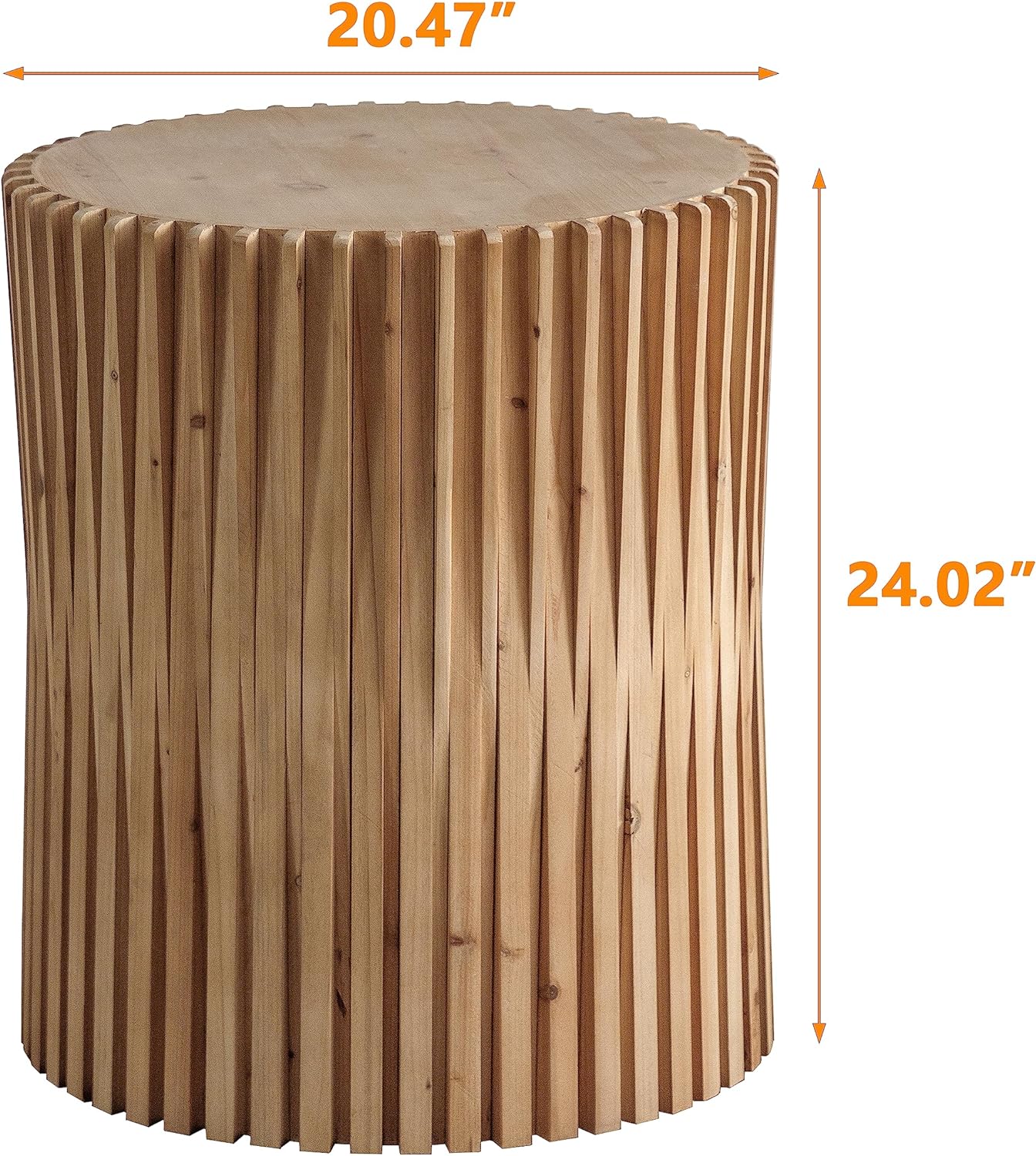 Retro Fashion Style Cylindrical Coffee Table with Vertical Texture Relief Design,Suitable for Living Room,Office,and Dining Room(Same SKU:W757102860)
