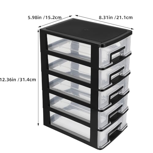 Angoily 4 Drawer Desk Organizer, Plastic Home Office Storage Organizer, Makeup Organizer Storage Station Cube, Cosmetics Jewelry Storage Box, 4 Drawer for Bathroom, Desk, Office (8.31x5.98x9.92 Inch)