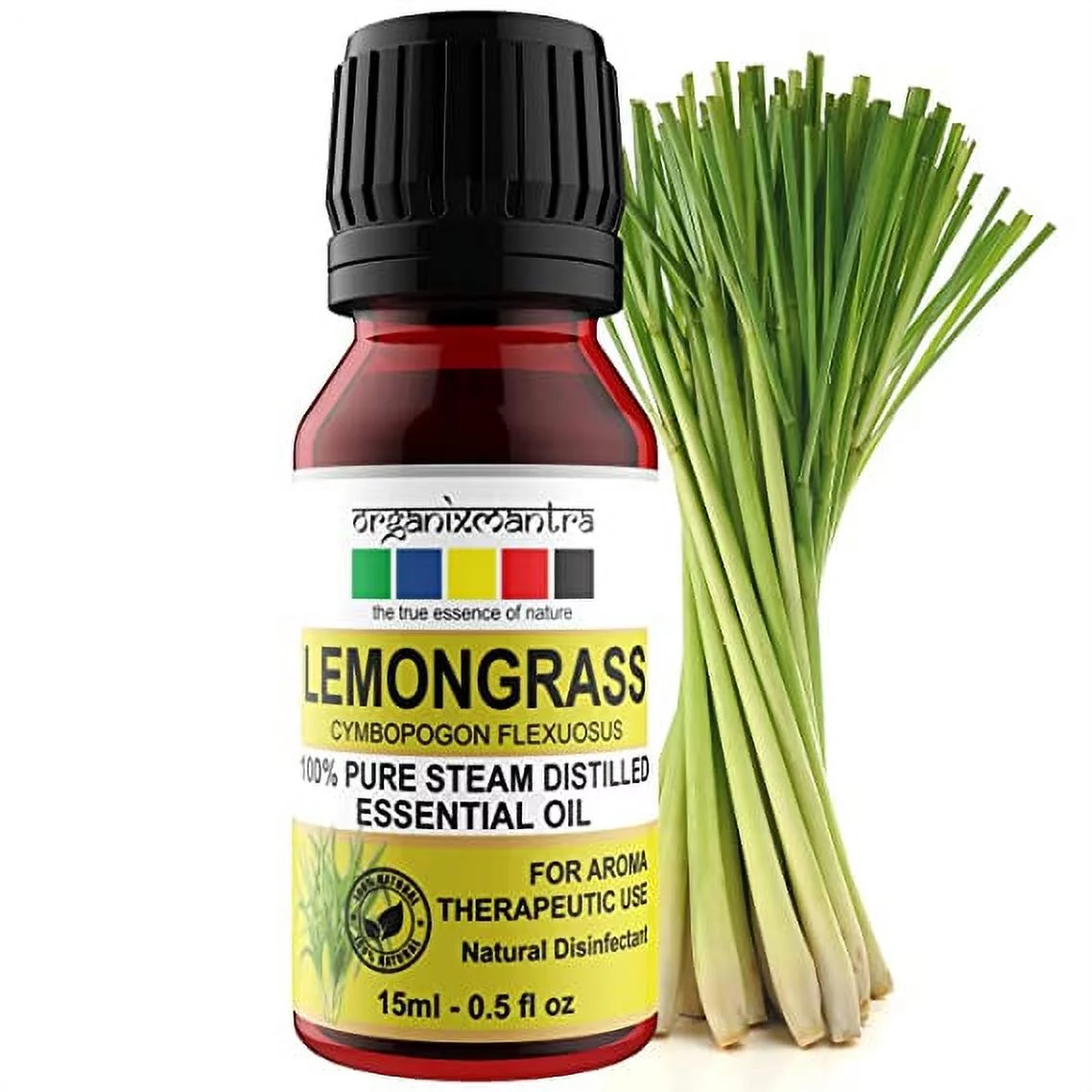 Organix Mantra LemonGrass Essential Oil, 100% Pure Steam Distilled Natural (15ML)