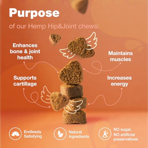 Glucosamine for Dogs - Hip and Joint Supplement Dogs - Glucosamine Chondroitin Dog Chews with MSM - Dog Hip and Joint Supplement - Hemp Hip and Joint Chews for Dogs - Mobility, Skin & Coat Health