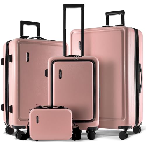 22 Inch Carry On Luggage 22x14x9 Airline Approved, Carry On Suitcase with Wheels, Hard-shell Carry-on Luggage, Durable Luggage Carry-On, Black Small Suitcase with Cosmetic Case