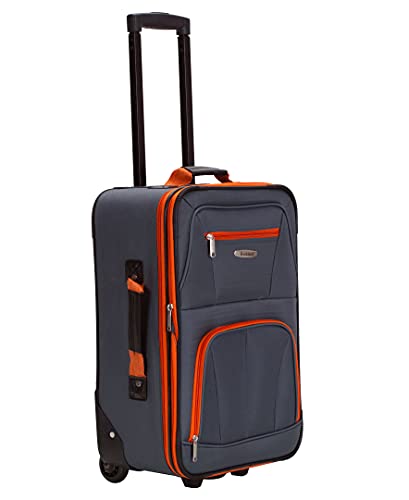 Rockland Journey Softside Upright Luggage Set,Expandable, Lightweight, Black, 4-Piece (14/19/24/28)