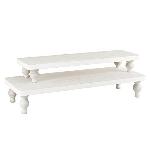 Ikee Design 2 Pcs Set Wooden Display Riser, Cupcake Dessert Display Riser, Countertop Centerpiece Dessert Serving Stand, Artificial Plant Stand for Garden Decor, Coffee Color