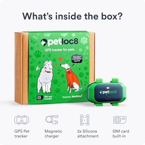 Dog GPS Tracker With Smart Alerts & Geo-Fence - Real-Time Location Tracking Collar Device with App, Embedded SIM, Waterproof - Up to 7 Days Battery (Android & iOS) 4-Month Subscription Included