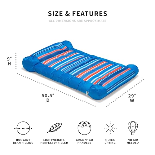 Big Joe Kona Hammock No Inflation Needed Pool Lounger with Headrest, Quick Draining Fabric, 4 feet Big