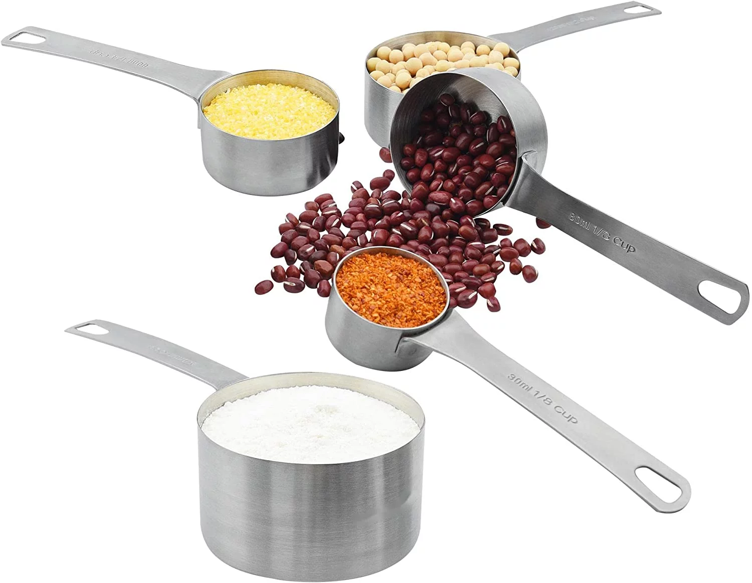 Measuring Cups and Spoons Set, Dry Metal Measuring Cup Set of 11, Stainless Steel Measuring Cups and Spoons, 5 Measure Cups and 5 Kitchen Measurement Spoons & Leveler