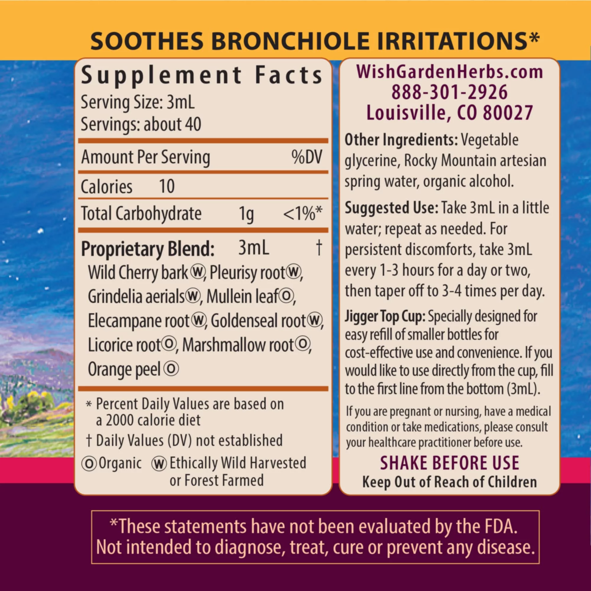 WishGarden Herbs - Serious Cough, Organic Herbal Cough Suppressant Supplement, Soothes and Calms Common Throat and bronchial Irritation (4 oz)