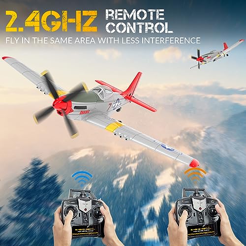 4CH RC Plane, P51D RC Airplane with 3 Modes High Speed Engine, Remote Control Airplane with Xpilot Stabilization System & Aerobatic, Remote Control Plane Gift for Kids & Adults