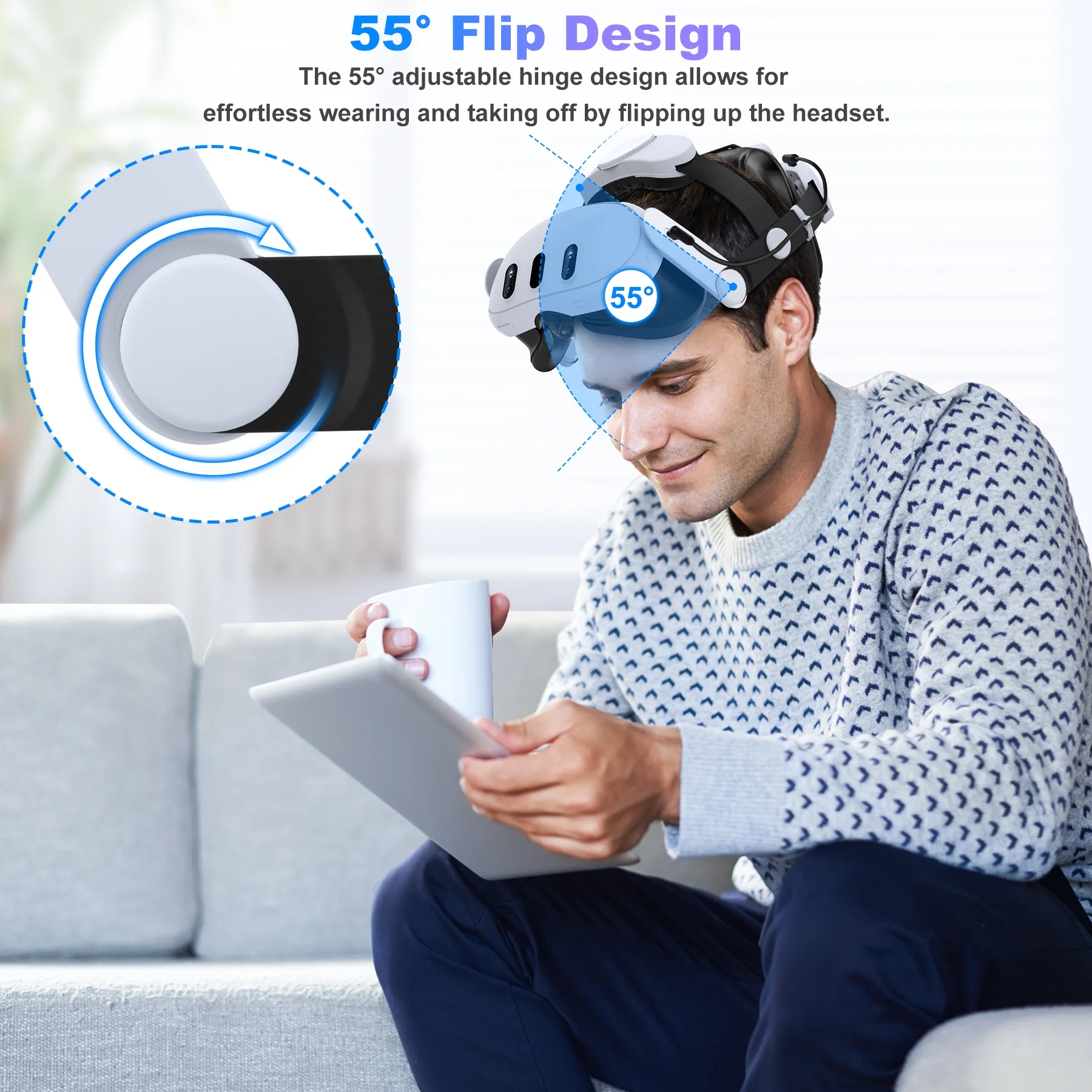 Head Strap for Oculus Quest 2 & 3 Accessories,with 7500mAh Rechargeable Battery,DinoFire VR Accessories Adjustable Elite Strap for Oculus Quest 2 & 3 VR Headset