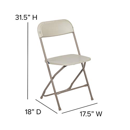 EMMA + OLIVER Set of 10 Plastic Folding Chairs - 650 LB Weight Capacity Lightweight Stackable Folding Chair in Black