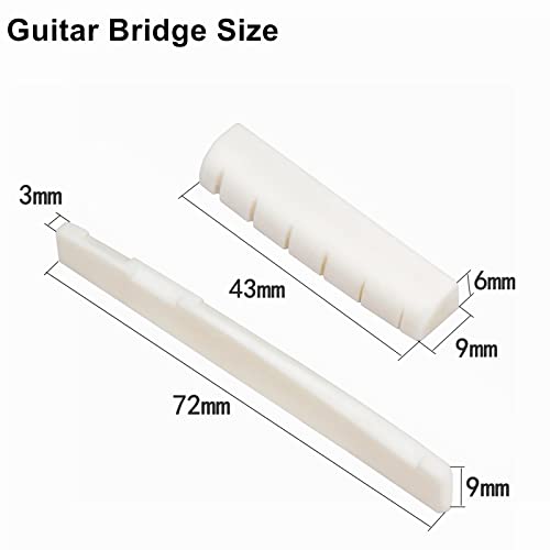 Miwayrer Acoustic Guitar Bone Bridge Saddle Nut with 6pcs Big Abalone Dot Guitar Bridge Pins and Pins puller