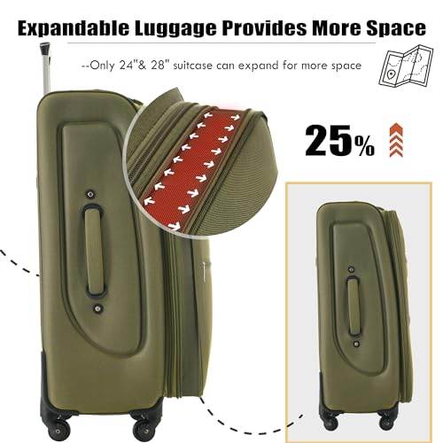 Merax Suitcase Set Softside 3-Piece Expandable Luggage with TSA Lock Spinner Wheels Lightweight Upright Luggage with Travel Bag(22/26/30 IN, Deep Blue)