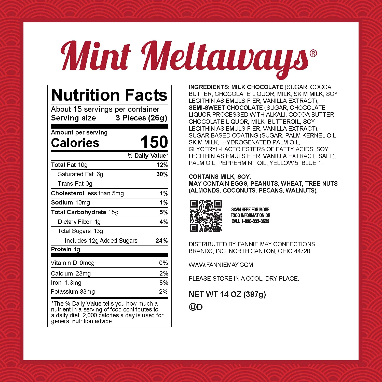 Fannie May Mint Meltaways, Milk Chocolate and Pastel Candy with a Mint Chocolate Center, Chocolate Candy Gift Box, 1 lb