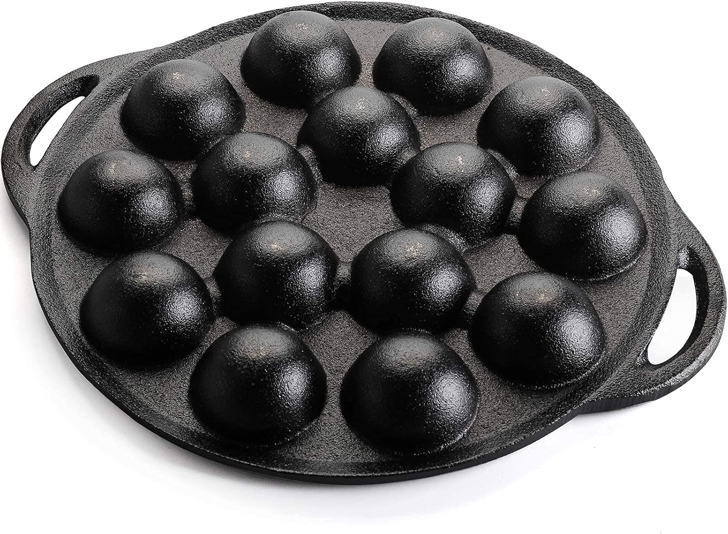 WUWEOT Non-Stick Aebleskiver Pan, Pre-Seasoned Cast Iron Pancake Octopus Ball Grill, 1.5