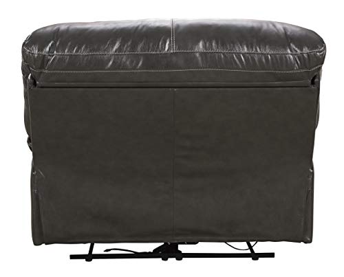 Signature Design by Ashley Jesolo Modern Faux Leather Manual Pull Tab Double Reclining Sofa, Dark Brown