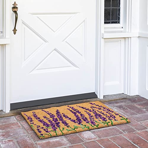 Juvale Lavender Door Mat – Welcome Mat for Front Door, Indoor, Outdoor, Entryway Welcome Rug for Patio, Porch – Coco Coir Doormat (17x30 inches)