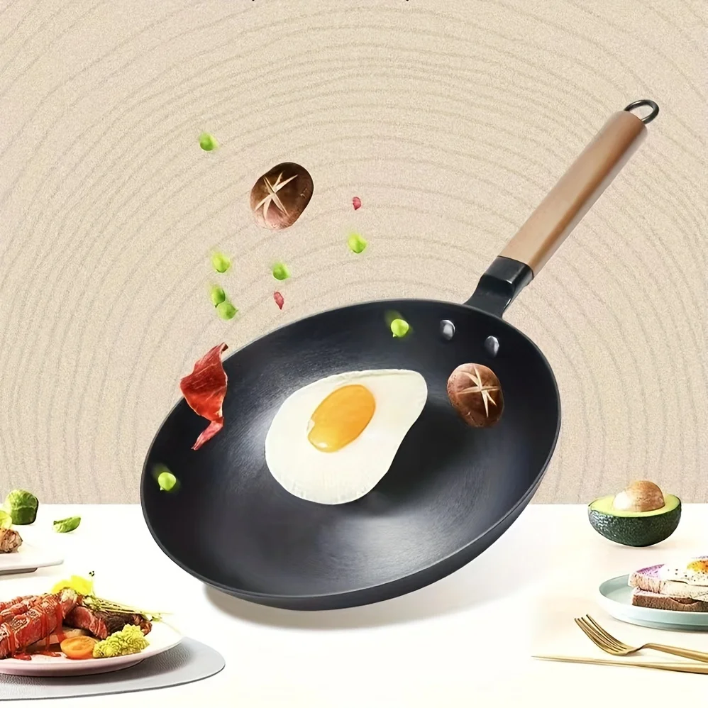1pc 10.23inch Uncoated Cast Iron Skillet, Frying Pan With Glass Lid, Non-Stick Iron Pan For All Stove, For Making Steak Omelette Pancakes