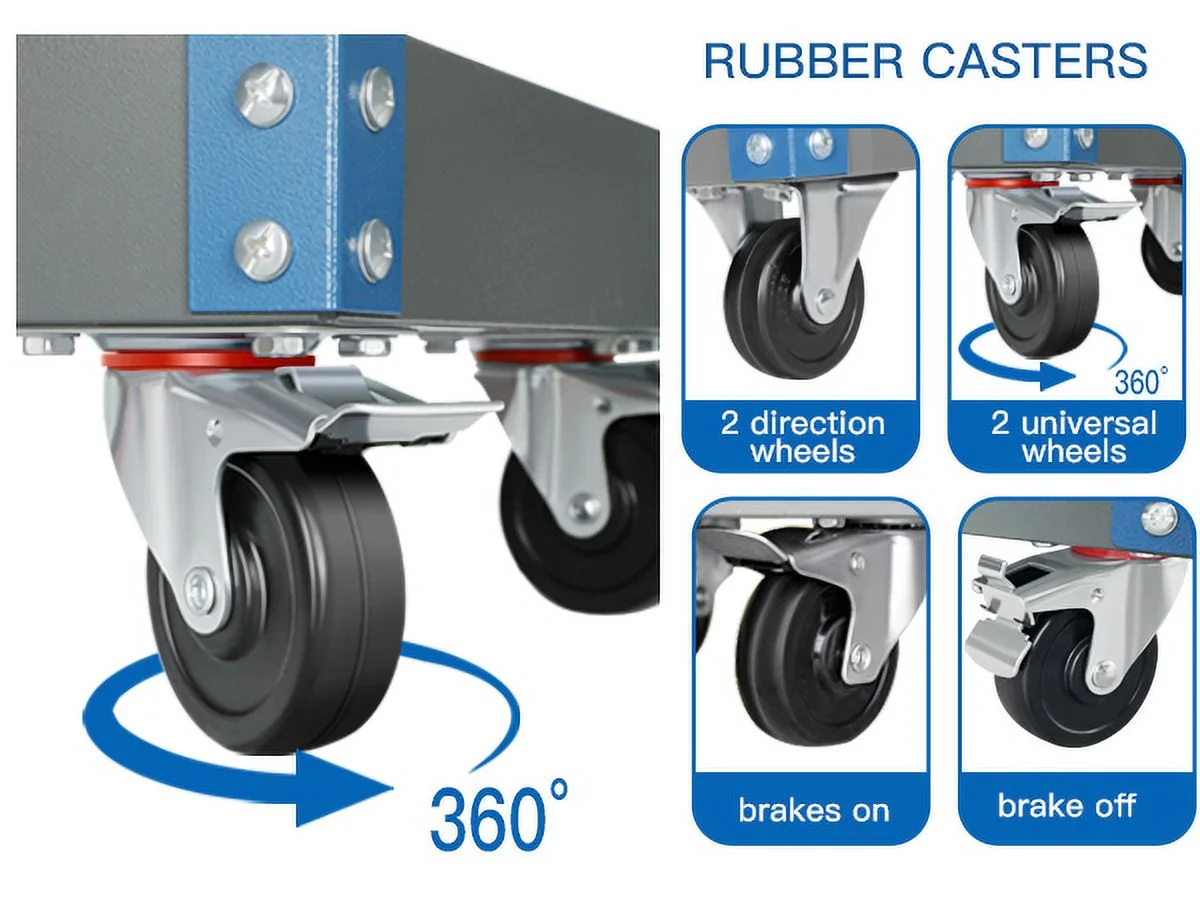 AIRAJ Tool Trolley for Robust 3-Stores,with Hook for Hanging,Non-slip Pearl Set,Ergonomic Handles,Rubber Brake Wheels,Tool Trolley for Home,Workshop Trolley