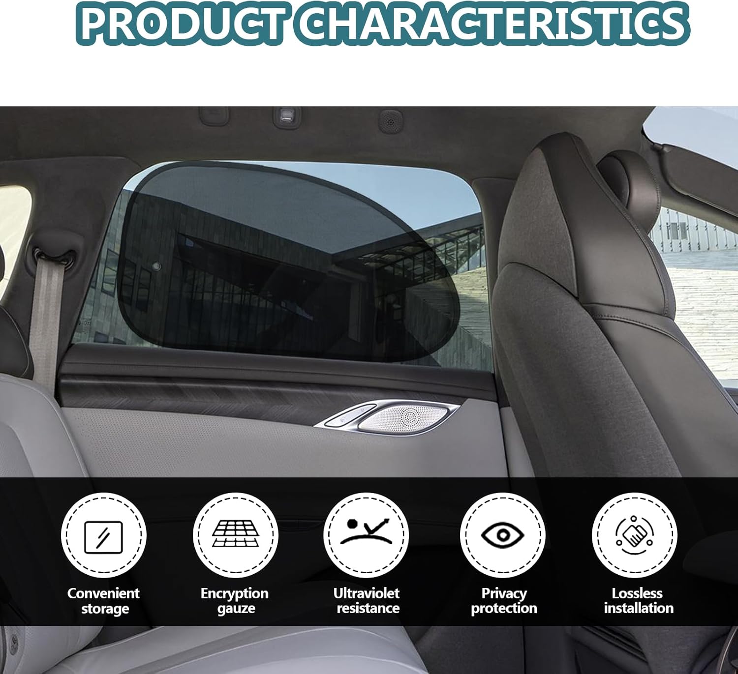 2PCS Universal Side Window Car Sun Shades Block Sun Rays Curtains Side Window Car Sun Shades Side Glass Covers Screen (Large)