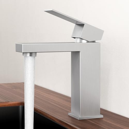 KES Vessel Sink Faucet, Black Bathroom Faucets, Tall Bathroom Faucets with Sink Drain with Overflow, L3156BLFF12-BK-C1